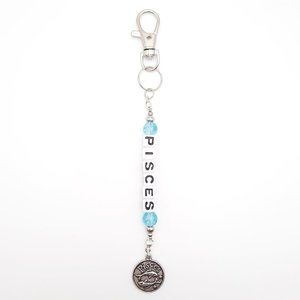 Pisces Intuitive Zodiac Astrology Fish Beaded Keychain Handmade Accessory